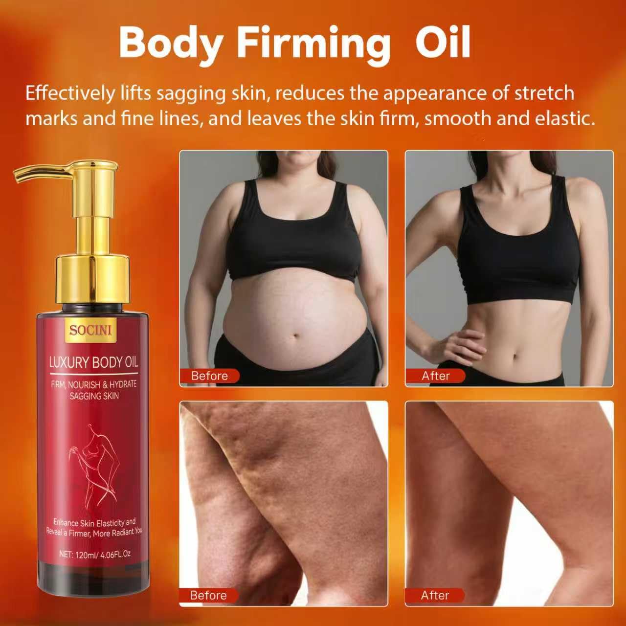 Body Firming Oil-Luxury Body Oil for Crepe Skin, Glow&Silky Remedy for Women, Tightening & Hydrating Treatment for Arms, Legs, Stomach, Natural Lightweight Non-Greasy Formula for Dry Skin, (Pack of 2)