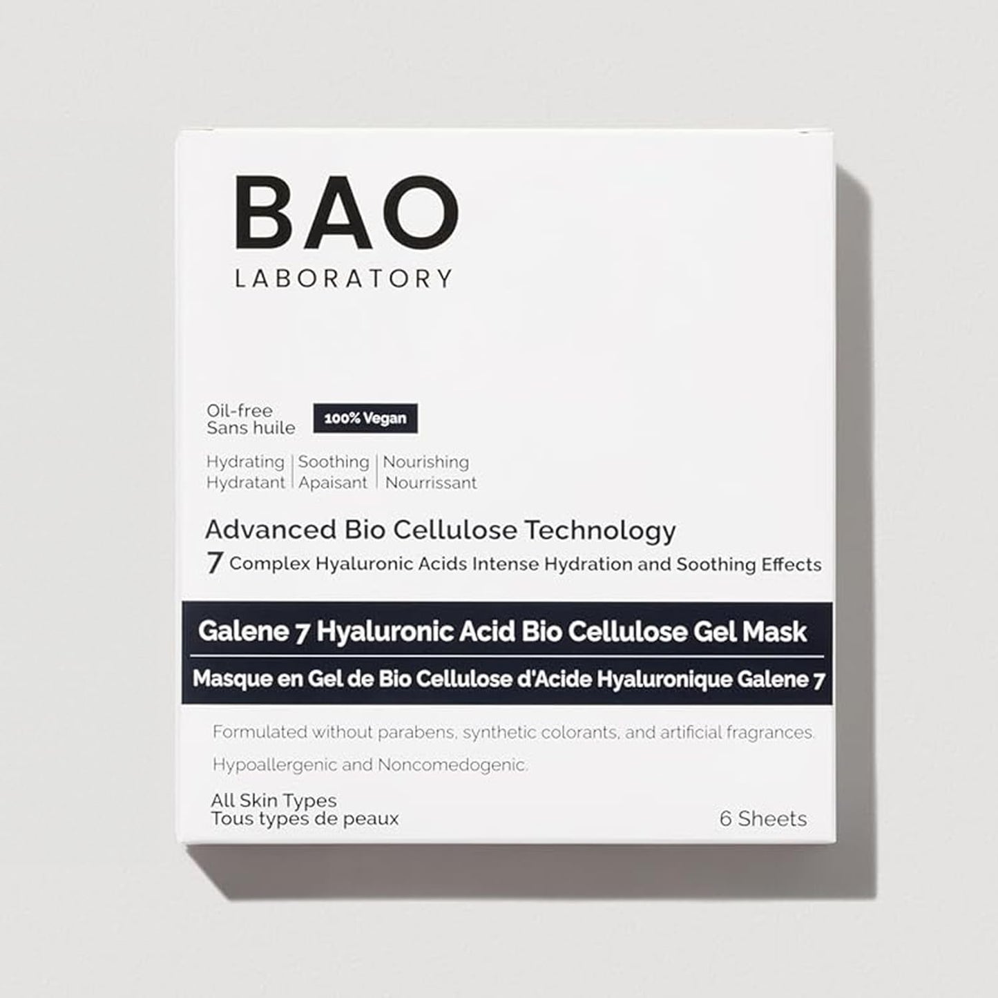 BAO Laboratory Galene 7 Hyaluronic Acid Bio Cellulose Gel Mask | Intense Hydration & Soothing Effects for Face | Skin Care Face Facial Mask | 100% Vegan, 330 g (6 pairs)