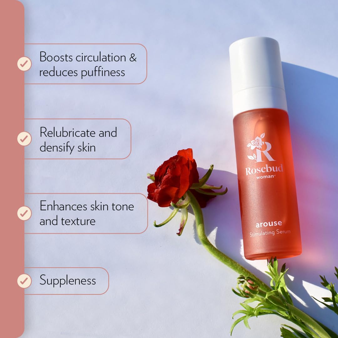 Rosebud Woman Arouse Stimulating Serum - 3-in-1 Promotes Natural Lubrication, Tingling & Plumping Sensation - Plant-Based, Vegan & OBGYN Approved (1 oz)