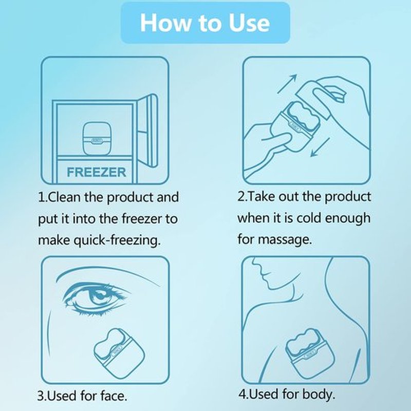 Ice Roller Double Ended, Ice Roller for Face & Eye Puffiness Relief, Ice Face Roller Massager for Migraine Pain, 2 in 1 Facial Ice Roller Skin Care Tool for Whole Body Minor Injury Cold Compress