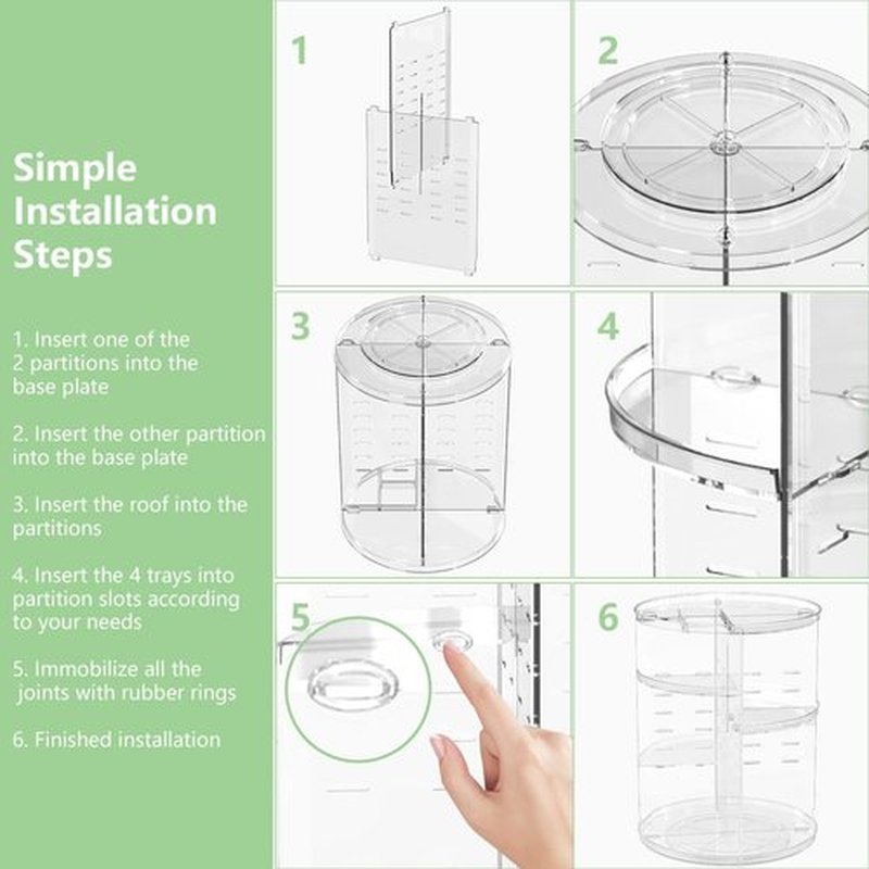 LeeWent 360 Rotating Makeup Organizer, Large Capacity Cosmetics Organizer for Perfume Holder Organizer Countertop DIY Spinning Makeup Organizer Fits Makeup Brushes Lipsticks Clear (Black)
