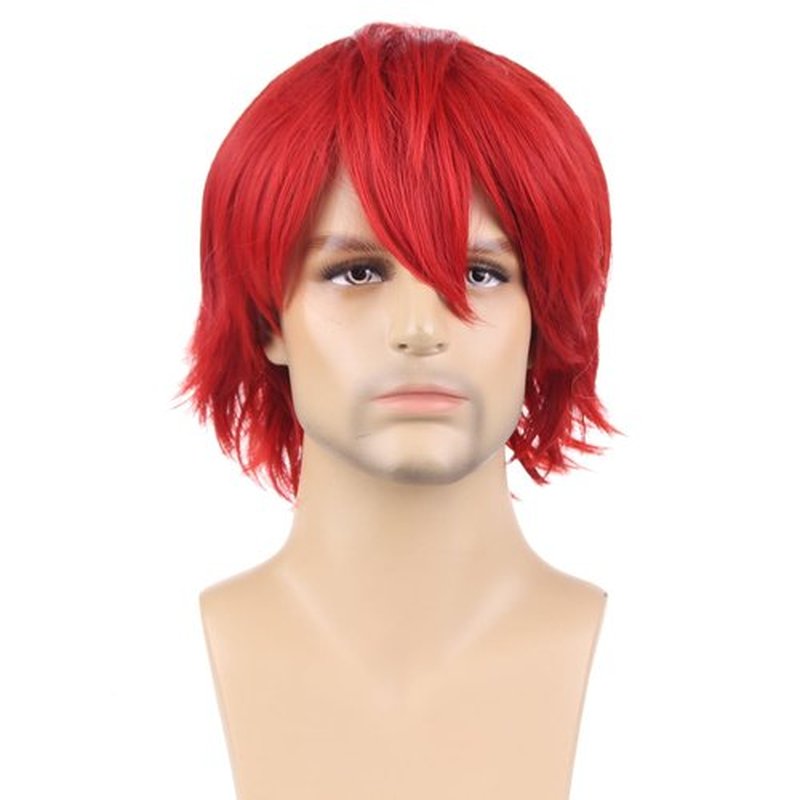 RightOn 12 Inches Red Wig Short Red Costume Wig Red Wigs for Man and Woman Cosplay Party
