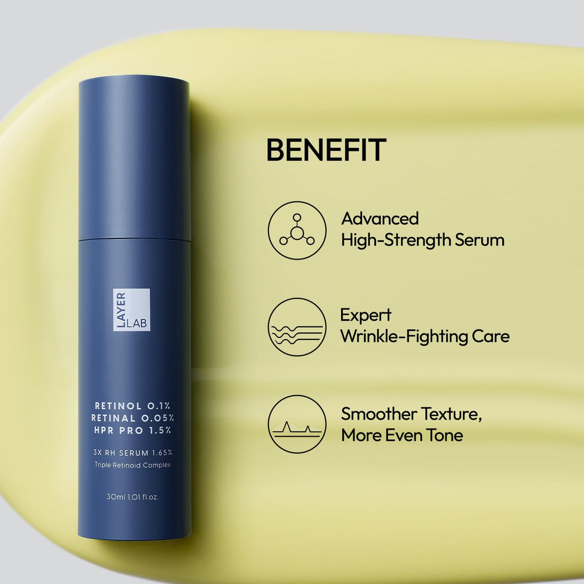 LAYERLAB 3X RH Serum 1.65%, Triple Retinoed Complex, 30ml, 1.01 fl.oz