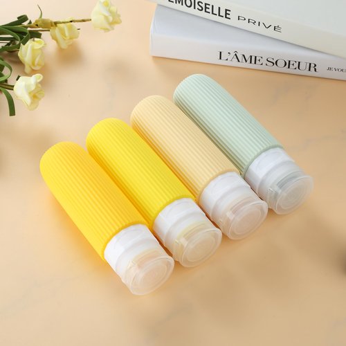 Mrsdry Travel Bottles for Toiletries, Tsa Approved 3oz Portable Travel Bottles, BPA Free Leak Proof Squeezable Silicone Travel Size Containers, Travel Accessories with Clear Toiletry Bag (4 Pack)