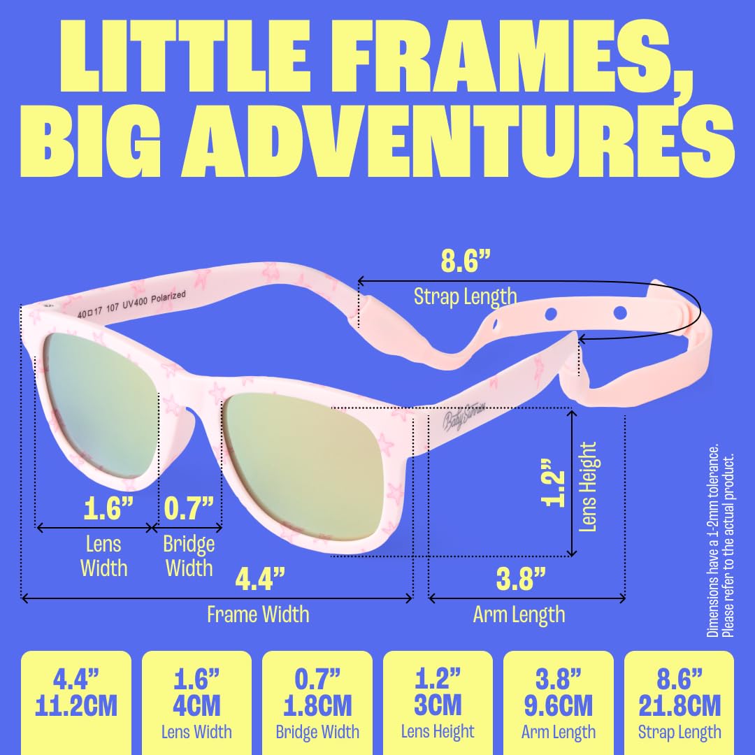 BABY SUNNIES Polarized Baby Sunglasses with Strap - Unbreakable Flexible Infant Sunglasses for Toddlers & Newborns 0-24 Months - Sky Blue - Baby Beach Essentials - Infant Travel Essentials