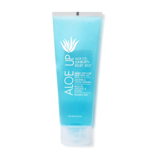 ALOE UP Aloe Ice Sunburn Relief Jelly - Face and Body Organic After Sun Gel - With 96.6% Pure Aloe Vera Gel - Reef Safe - Alcohol- and Fragrance-Free - 4 Oz