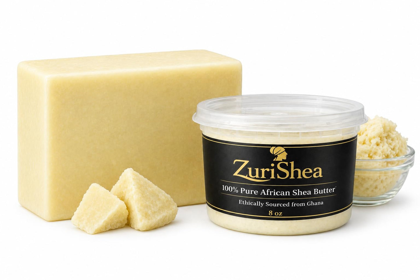 ZuriShea. 100% Pure Raw African Shea Butter (8oz) – Deep Moisturizer for Skin, Hair, Scalp, DIY Beauty, Lip Balm, Soap and lotion Base.