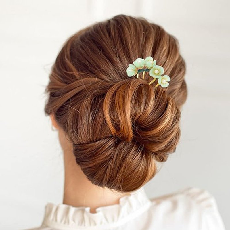 Beaupretty 6 Pieces Jade Flower Hair Pin Chinese Hair Stick Jade Hairpin Retro Chignon Pin Traditional Classical Flower Hair Chopstick Hair Styling Accessories for Women Girls (Green)