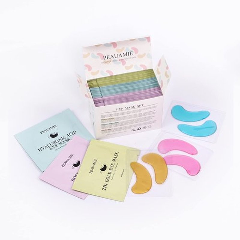 PEAUAMIE Under Eye Patches (30 Pairs) Gold Eye Mask and Hyaluronic Acid Eye Patches for puffy eyes,Rose Eye Masks for Dark Circles and Puffiness under eye skin care Smooth Wrinkles products