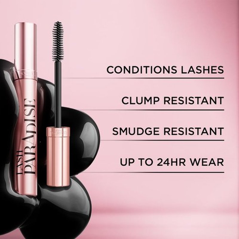 L’Oréal Paris Makeup Lash Paradise Mascara, Voluptuous Volume, Intense Length, Feathery Soft Full Lashes, No Flaking, No Smudging, No Clumping, Mystic Black, 0.28 Fl Oz (Pack of 1)