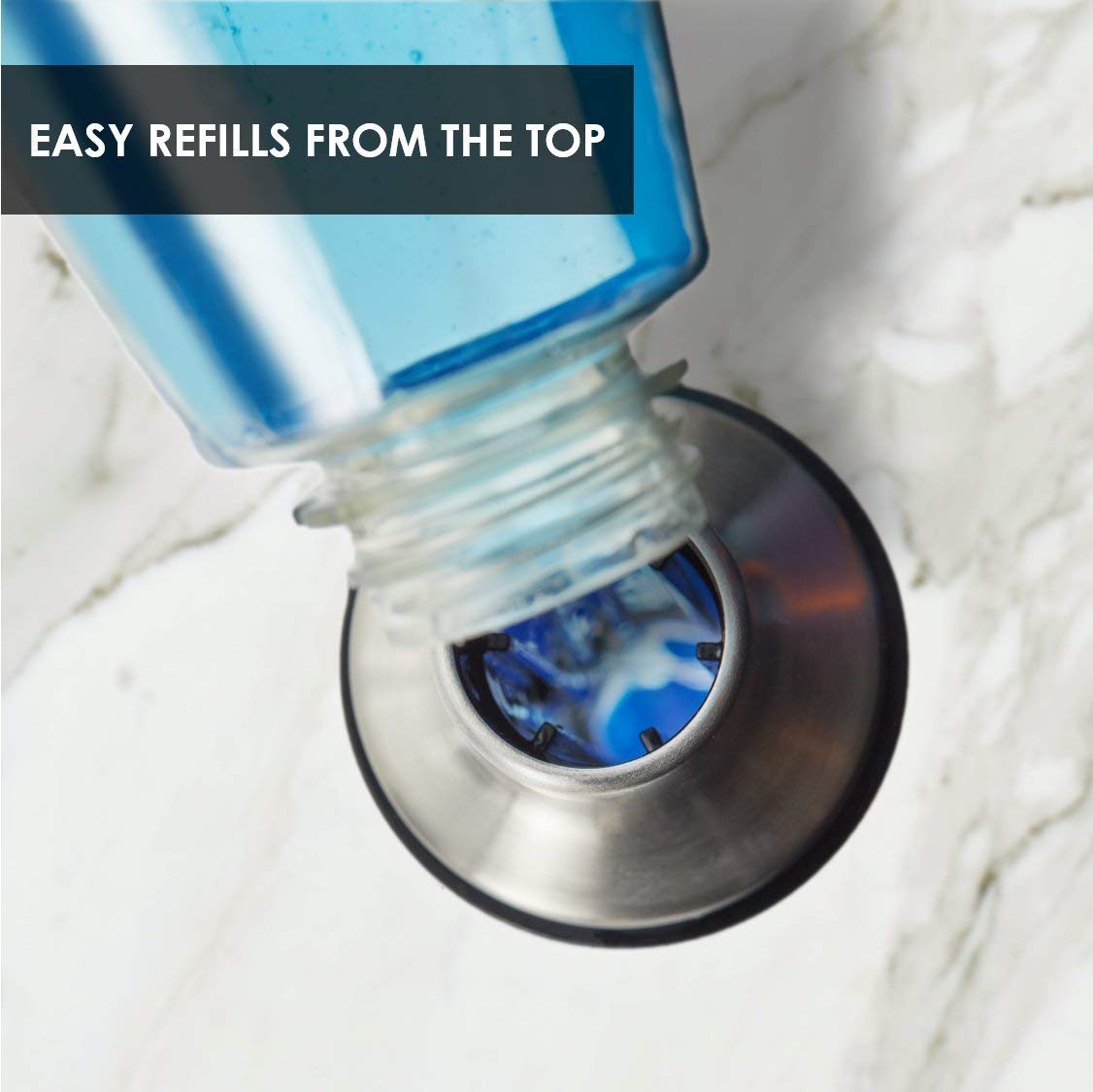 Built in Soap Dispenser for Kitchen Sink with Brushed Nickel Finish, Fits 1 to, 1.25 Inch Hole, Stainless Steel Pump Replacement for Lotion and Soap Dispensing