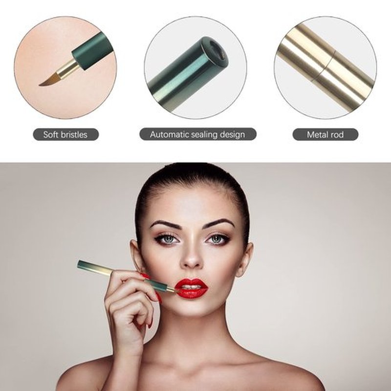 Unaone 2 PCS Lip Brush for Lipstick, Portable Retractable Lip Brush Applicators for Lipstick Lip Gloss Lip Concealer Makeup Brushes Tool (Black/Green)