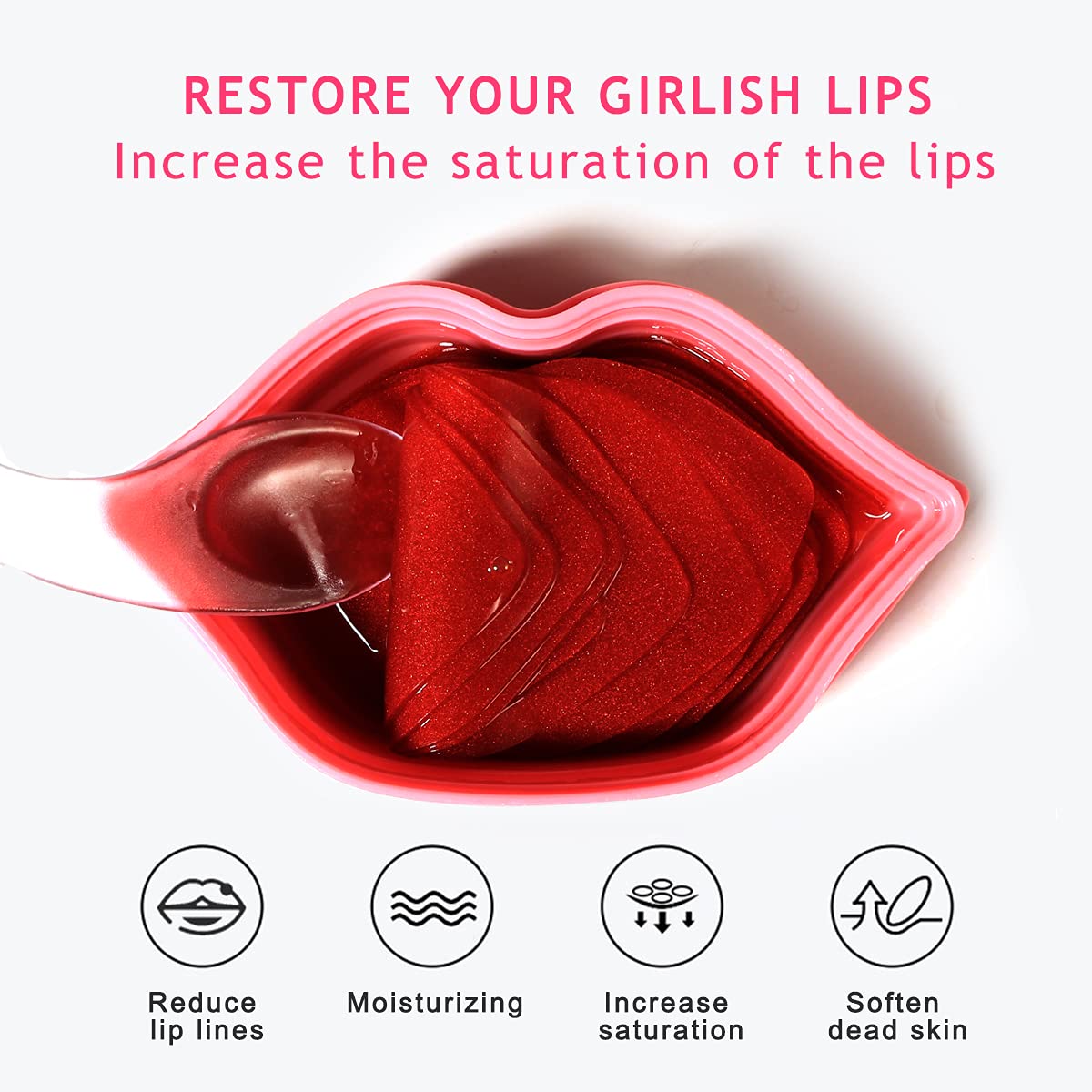 VEZE Lip Masks 20 Pcs, Mask for Dry Lip, Sheets, Collagen Skin Care, Crystal Pads Moisturizing, Anti-Wrinkle, Anti-Aging, Firms & Hydrates Lips, Sleep Pink Count (Pack of 1)