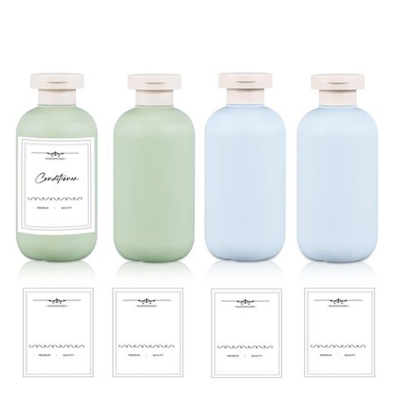 UMETASS 6.8 oz Plastic Travel Shampoo Bottles, Refillable Flip Cap Squeeze Bottles for Toiletries, Large Leakage-proof Travel Shampoo and Conditioner Bottles (Blue and Green)