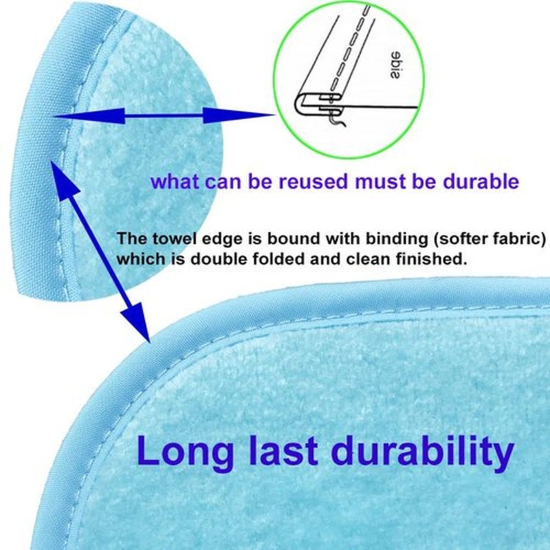 Makeup Remover Cloth (5 pack) Reusable Microfiber Makeup Remover Face Towel Removing All Makeup With Just Water Soft for All Skin Types 7.5 inch X 15 inch Blue