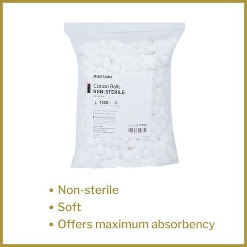 McKesson Cotton Balls [1000 Count] Bulk, 100% Pure Cotton Balls for Face, Nail Polish Remover, Makeup, Large Jumbo Size