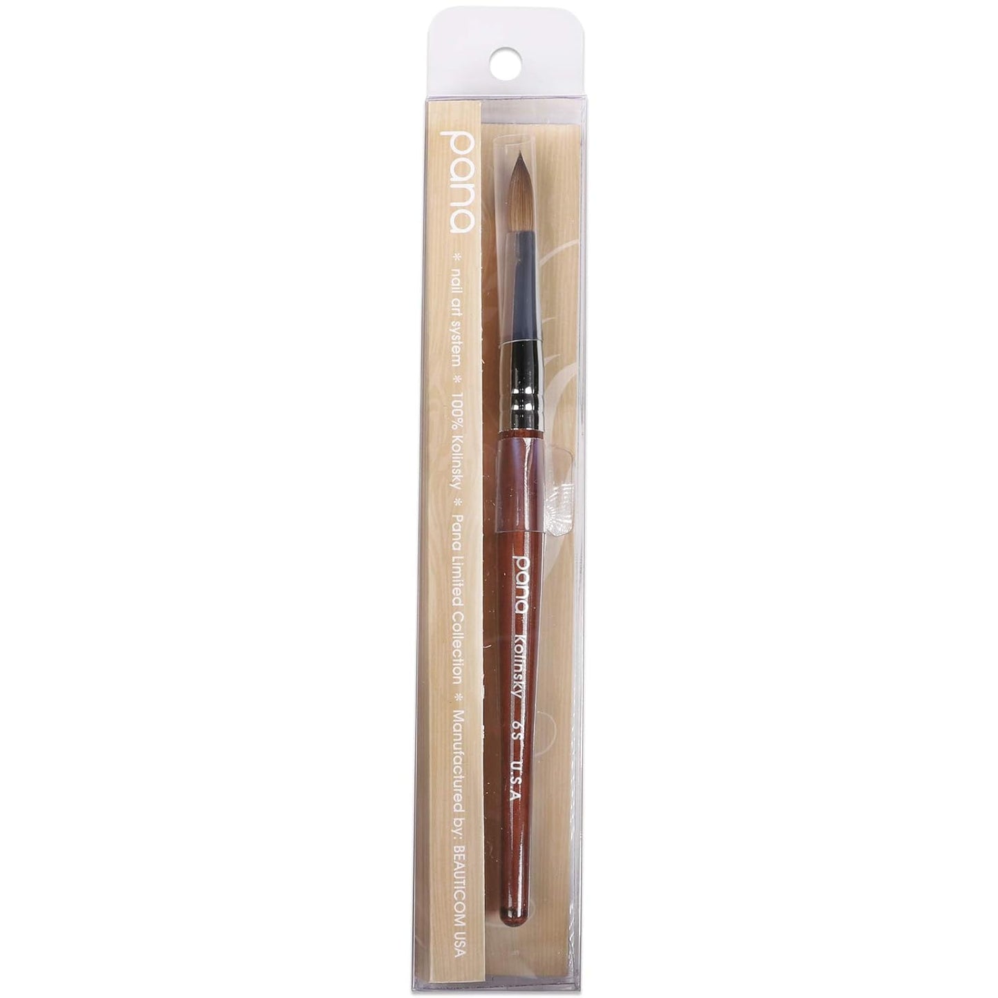 Size 10 PANA Pure Kolinsky Acrylic Nail Brush - Oval Crimped Clear Handle
