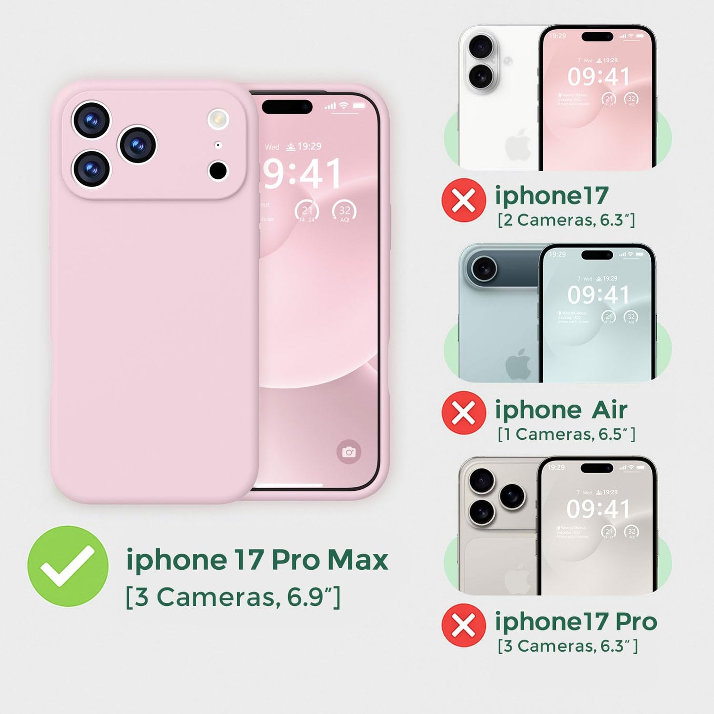 Ktele Magnetic for iPhone 17 Pro Max Case [Compatible with Magsafe] [Premium Silicone Satin-Smooth Touch] Slim Shockproof Anti-Scratch Microfiber Lining Case, 6.9 inch, Chalk Pink