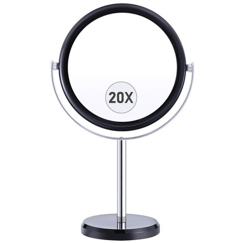 MIYADIVA 20X Magnifying Mirror, Makeup Mirror with Magnification, Double Sided 1X&20X Magnifying Makeup Mirror, 20X Magnifying Mirror for Desk, 360°Rotation Magnifying Mirror with Stand, Black