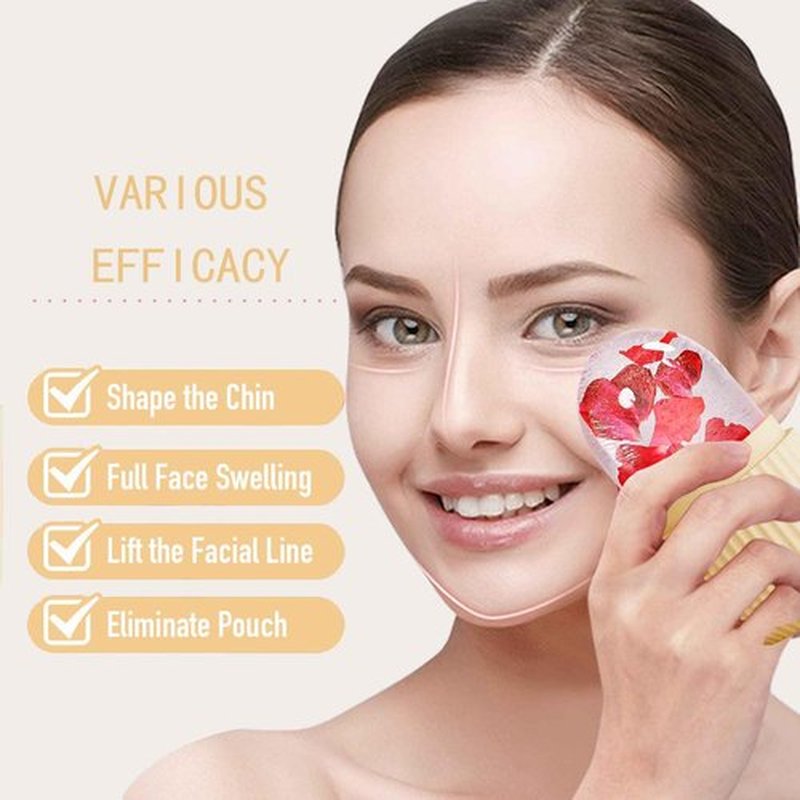 XHJRI Ice Face Roller Massager,Ice Cube Roller for Face, Eyes and Neck Naturally Conditioning and Skin Care,De-Puff Eye Bags,Reduce Migraine Pain,Reusable Massage Silicone Ice Mold (Beige)
