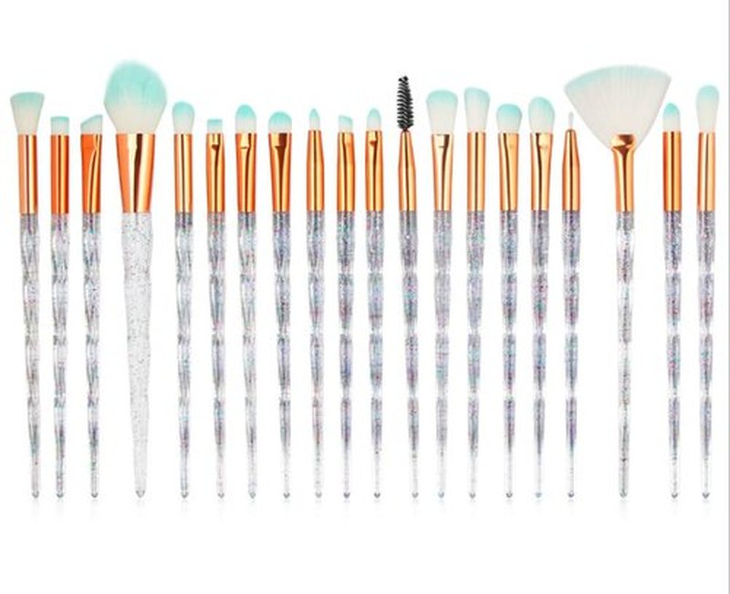 KOLIGHT 20pcs Cosmetic Makeup Brushes Set Eyeshadow Lip Brush for Beautiful Female (transparent glitter)