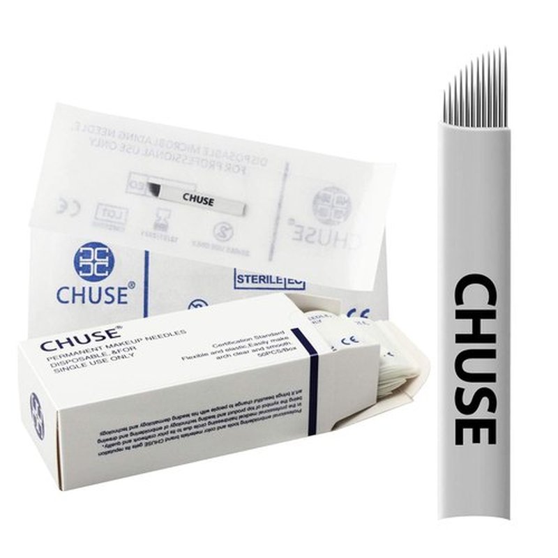 Chuse S12 50pcs Permanent Makeup Manual Eyebrow Tattoo Needle Microblading 12 Sloped Needles