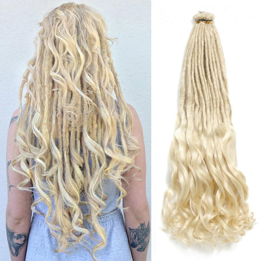Aguacor Loose Wave Dreadlocks Synthetic French Curly Single Ended Dreadlock Extensions 24inches 10 Strands Thin Soft Spanish Curly SE Dreadlock Extensions for Women (10 Strands, 613#)