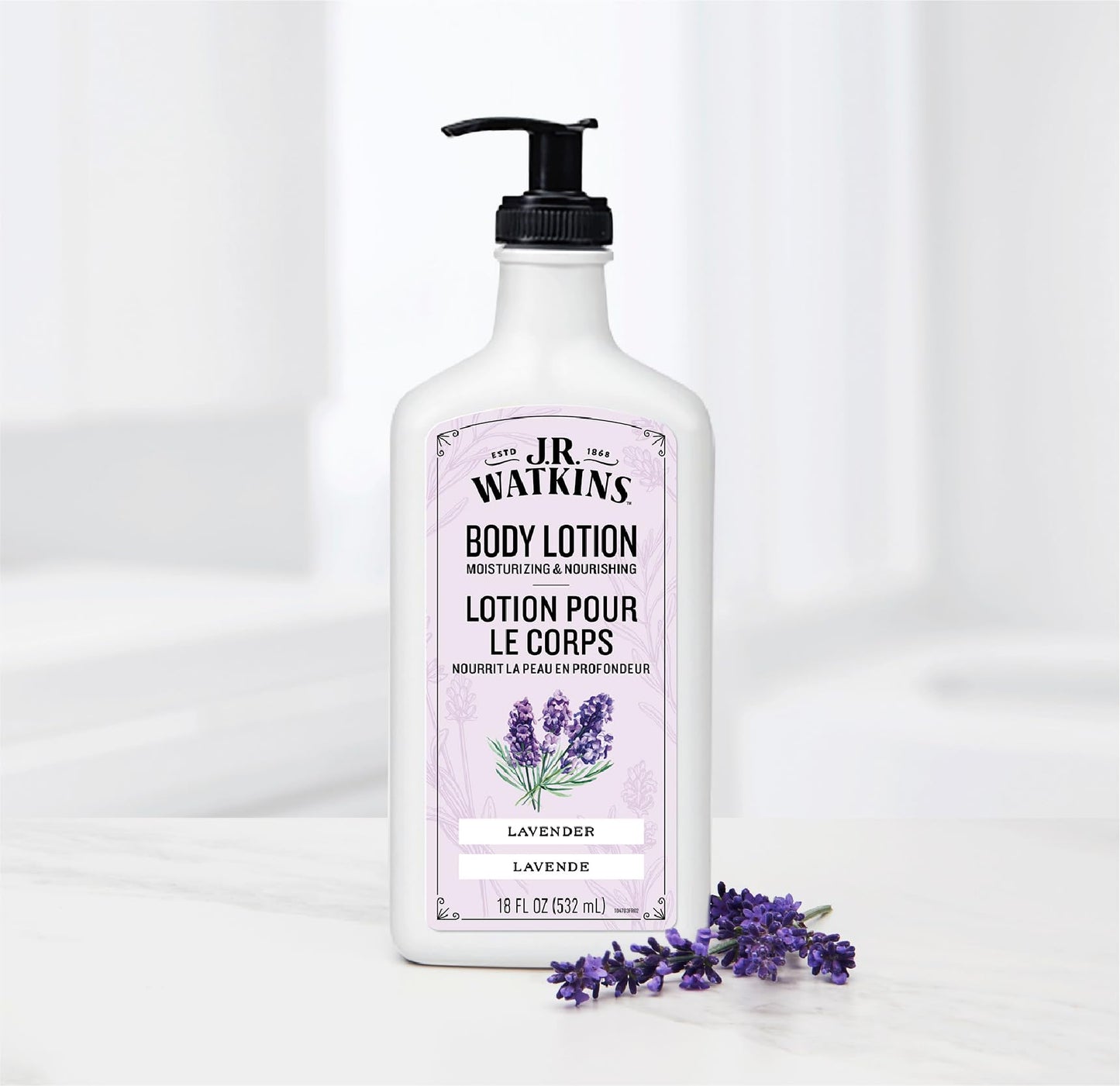 J.R. Watkins Daily Moisturizing Body Lotion, Lavender, 18 fl oz, 2 Pack