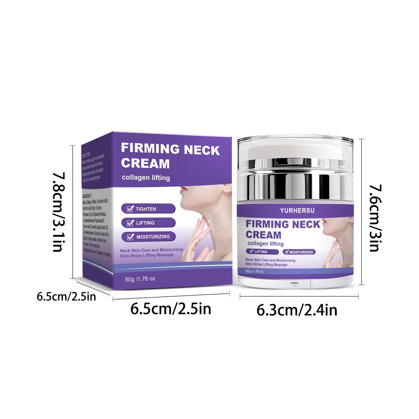 YURHERSU Firming & Anti-Wrinkle Neck Cream with Retinol & Collagen, Hydrating Neck Cream for Tightening and Lifting, Firm Lift Moisturizer Cream Reduces Fine Lines for Women Daily Skin Care, 1.76 oz