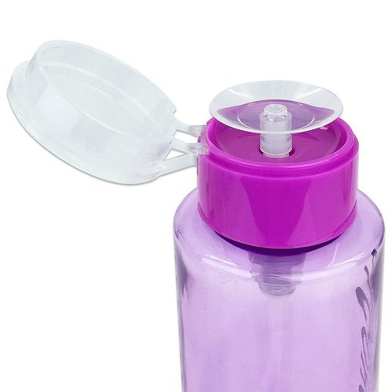 7oz Purple Push Down Pump Dispenser Empty Refillerble Bottle with Flip Top Cap - for Nail Polish, Travel, Cosmetics Packaging
