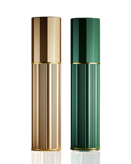 BRARIOS 2Pcs Travel Perfume Atomizer Refillable,Empty Portable Cologne Dispenser,Mini Aftershave Sprayer for Men and Women (Green & Gold 5ML)