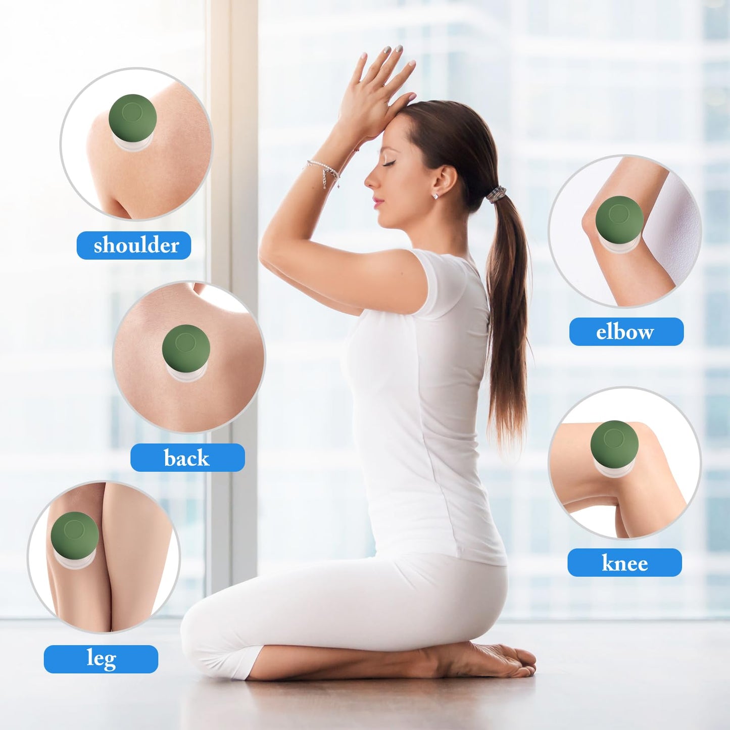 BBTO 4 Pcs Glass Facial Cupping Set Silicone Vacuum Suction Massage Cups Skin Tightening Therapy for Face Body Eyes Back Shoulder Pain(Military Green)