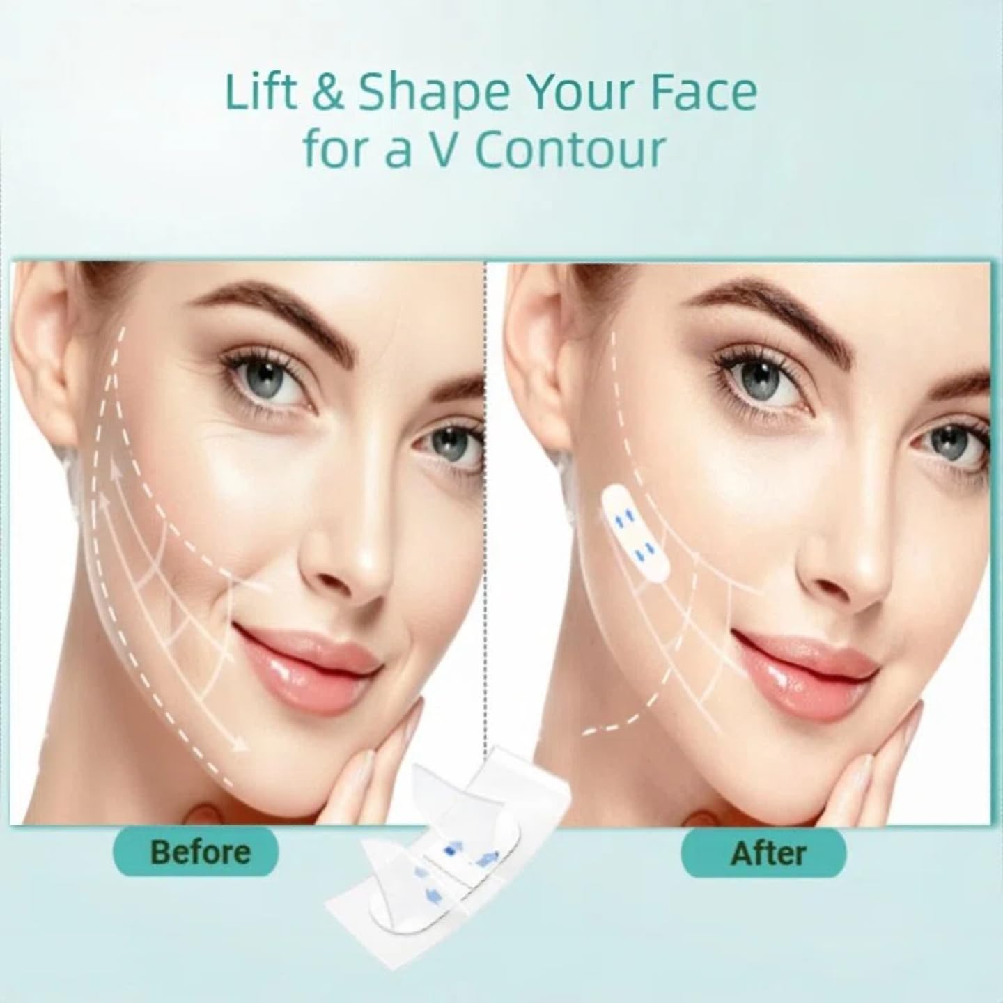 FABLECREST 156PCS Invisible Face Neck Lifting Tape for Women - Waterproof Breathable Instant V-Shaped Lift for Sagging Skin, Turkey Neck, Double Chin & Wrinkles