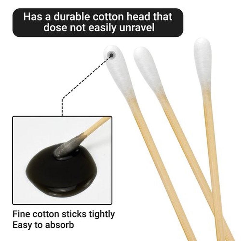 600Ct 6'' Lint Free Long Cotton Swabs - Pure Cotton Tips Gun Cleaning Swabs with Durable Stem, Also fit Makeup, Pet Care, Electronic, Household, boxed(Round Tip)