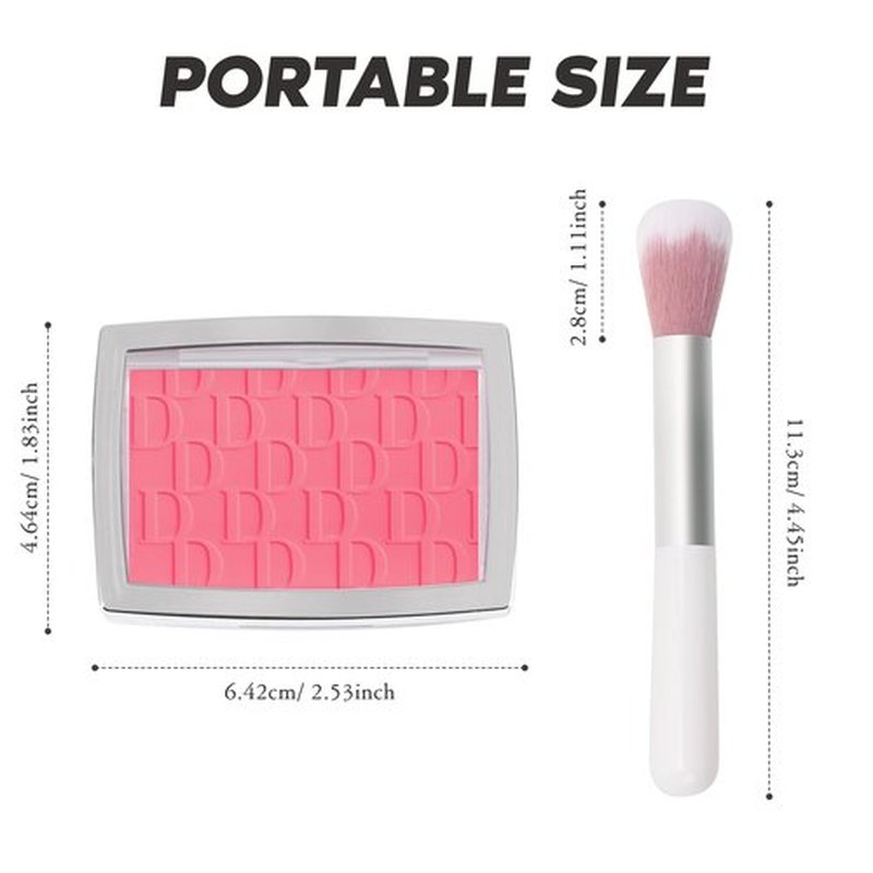 LYBHDAFA Powder Blush for Cheeks with Brush, Matte Blush Palette Korean Blush Powder Face Blusher, Natural Glow Blendable Formula Silky Lightweight Makeup Blush Palette for Cheeks, 015# Cherry