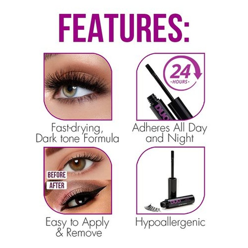 DUO Quick-Set Strip Lash Adhesive - Dark Tone, Quick-Drying, Long-Lasting, Water-Resistant Lash Glue for Strip & Individual Lashes, 0.18 oz, 1-Pack