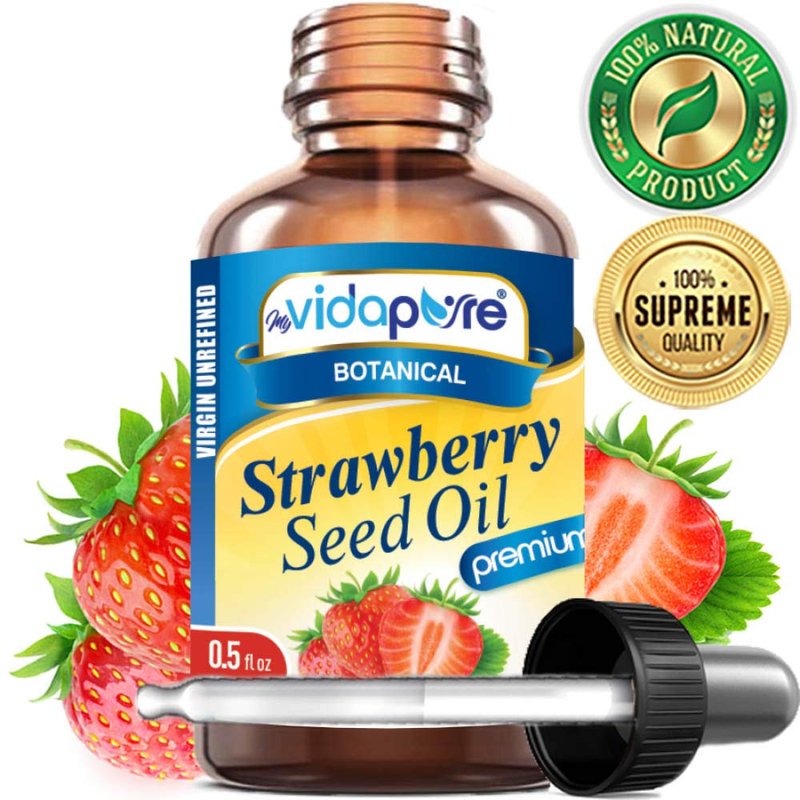 Strawberry Seed Oil - 100% Pure Unrefined Cold Pressed Moisturizer for Face, Hair & Skin | 0.5 Fl Oz