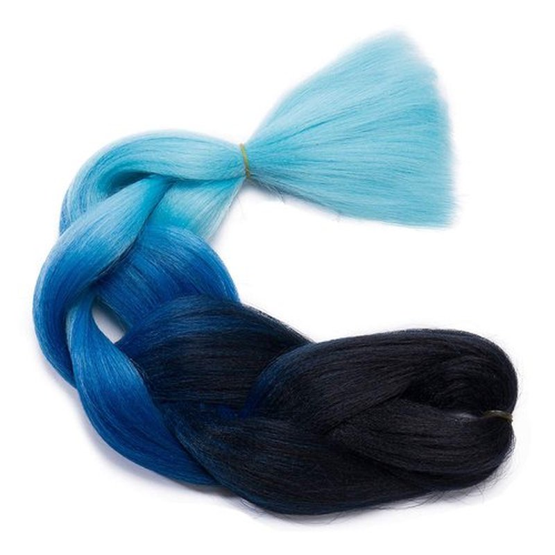 Jumbo Braiding Hair Ombre Jumbo Braid Hair Extensions 24 inch Long Colorful Box Braids Crochet Hair for Women Kids High Temperature Synthetic Fiber 3 Bundle Dark Black/Dark Blue/Sky Blue