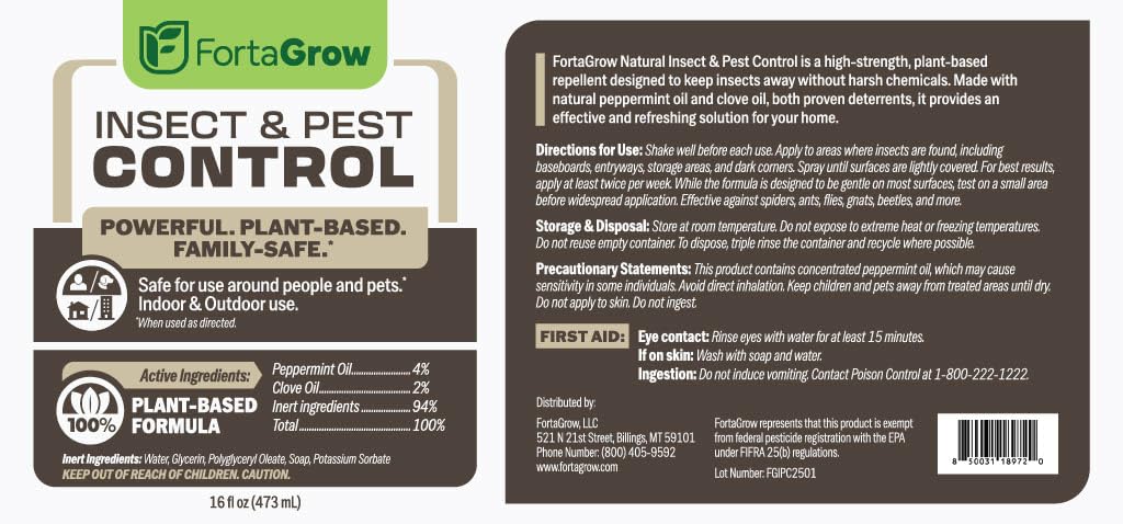 Insect & Pest Control Spray – Extra-Strength Peppermint & Clove Oil Formula – Kills & Repels Spiders, Ants, Gnats, Roaches & More – Family-Safe – Indoor & Outdoor – 16oz