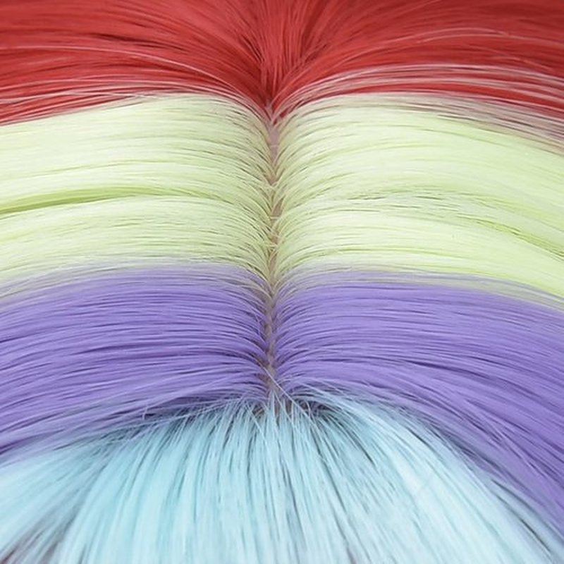 BERON 14 Inches Rainbow Wig Short Curly Wig with Bangs Synthetic Wigs Women Girls Colorful Wigs with Wig Cap