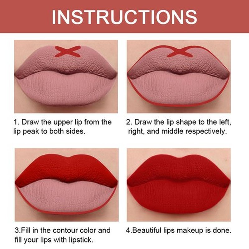 2 in 1 Ruby Red Matte Lip Liner & Lipstick Combination, DNM Metallic Dual Ended Lipstick, Lip Liner, Lip Gloss, 24 Hour all Day Long-Lasting Waterproof Lipliners Pen for Women Lip Makeup Gift Set14#