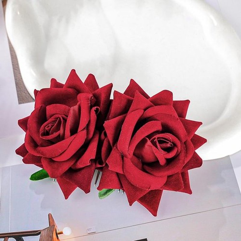 Foyte Flower Bride Wedding Hair Comb White Rose Headpieces Bridal Side Combs Purple Floral Bridesmaid Hair Accessories for Women (Rose)