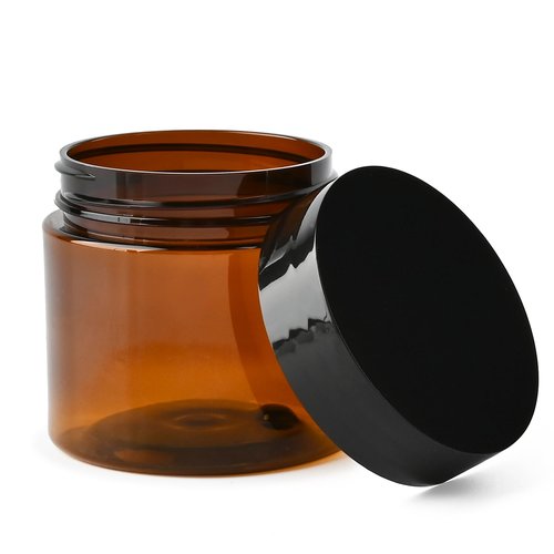 TUZAZO 2 Oz Amber Plastic Cosmetic Jars Leak Proof Small Container with lids for Cream, Lotion, Powder, Ointments, Beauty Products, 12 Pcs
