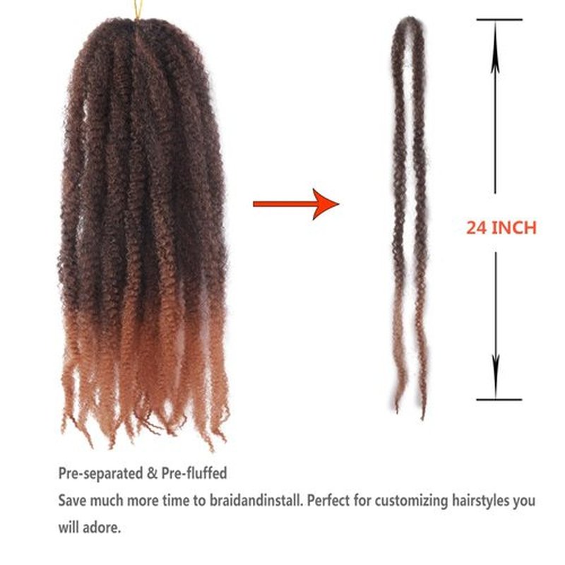 Marley Crochet Braids Hair 24 Inch 8 Packs Afro Kinky Marley Twist Braiding Hair Synthetic Curly Twist Marley Hair Long Springy Afro Twist Hair Extensions (TB/27#, 24 Inch (Pack of 8))