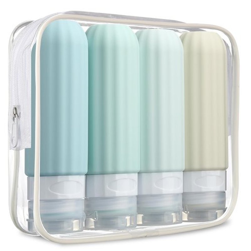 Mrsdry Travel Bottles for Toiletries, TSA Approved, Silicone Travel Bottles, BPA Free, 3oz Leak Proof Travel Size Bottles, Travel Accessories for Shampoo Body Wash Lotion Soap Liquids (4 Pack)