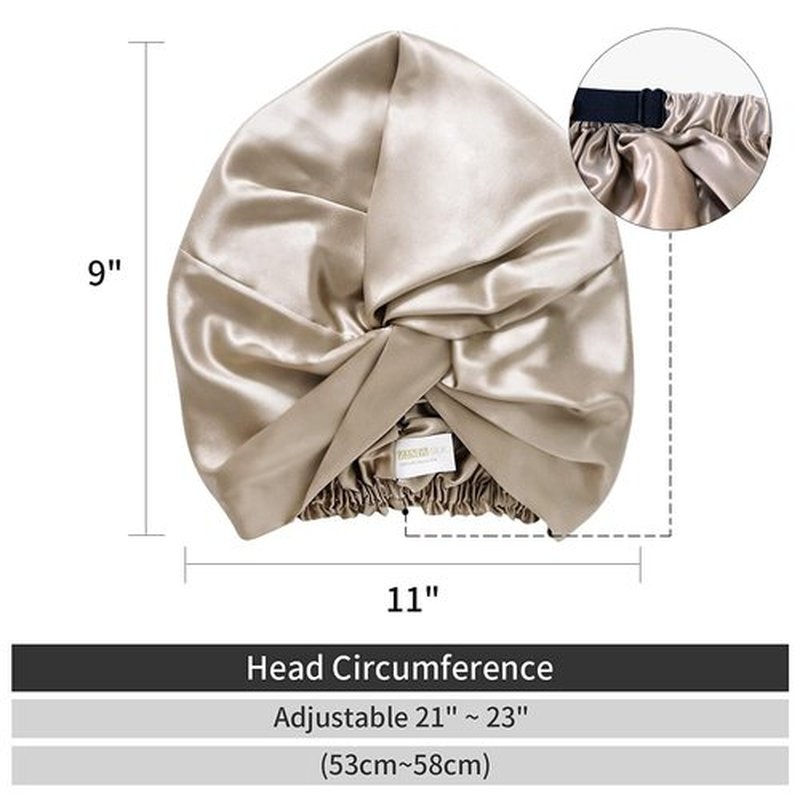 ZIMASILK 22 Momme 100% Mulberry Silk Sleep Cap for Women Hair Care,Natural Silk Night Bonnet with Elastic Stay On Head (One Size, Taupe)
