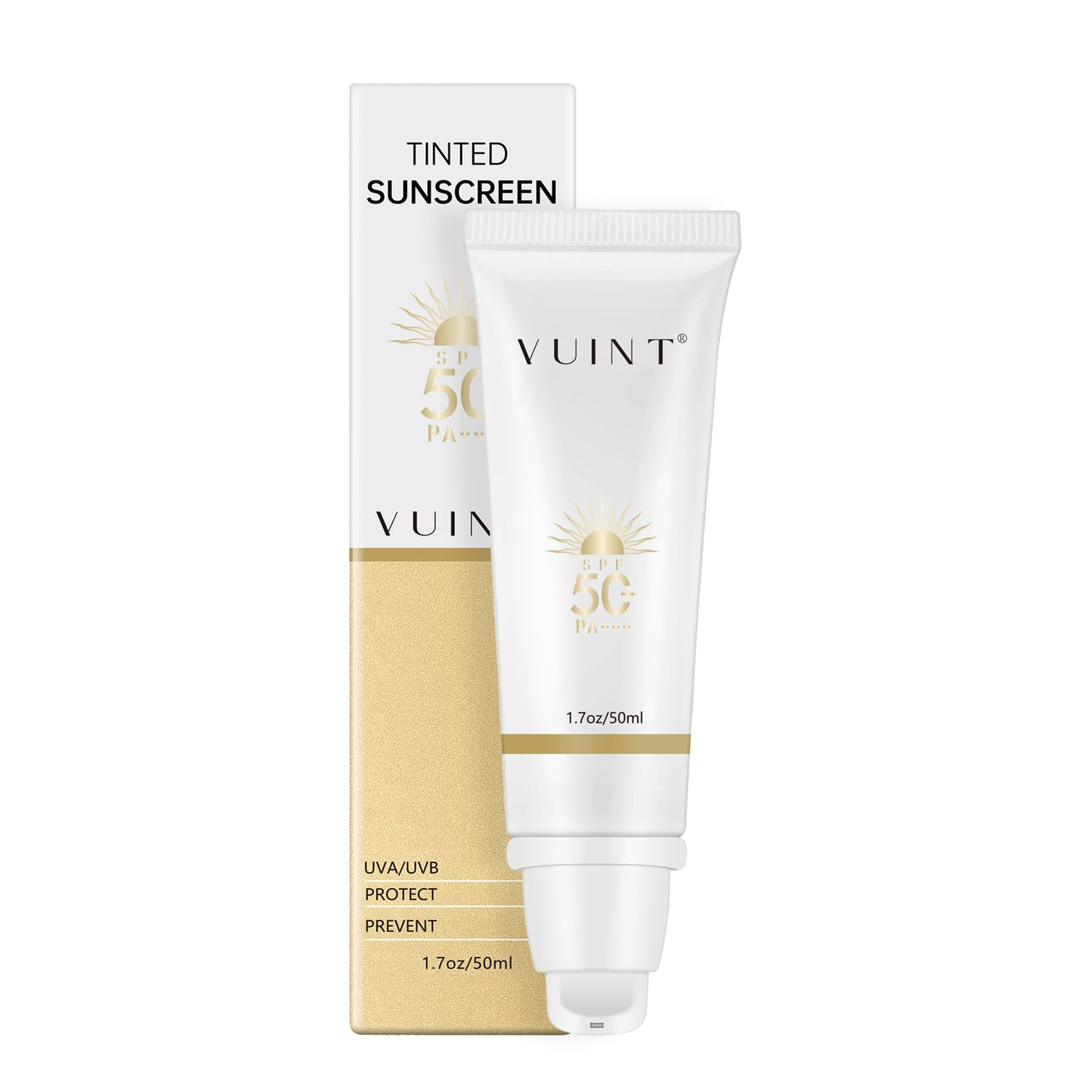 Vuint Tinted Sunscreen for Face SPF 50 – Broad Spectrum SPF Protection for Women – Lightweight, Non-Greasy Sunblock for Sensitive Skin, Hydrating, Waterproof Facial Sunscreen for Travel & Everyday Use