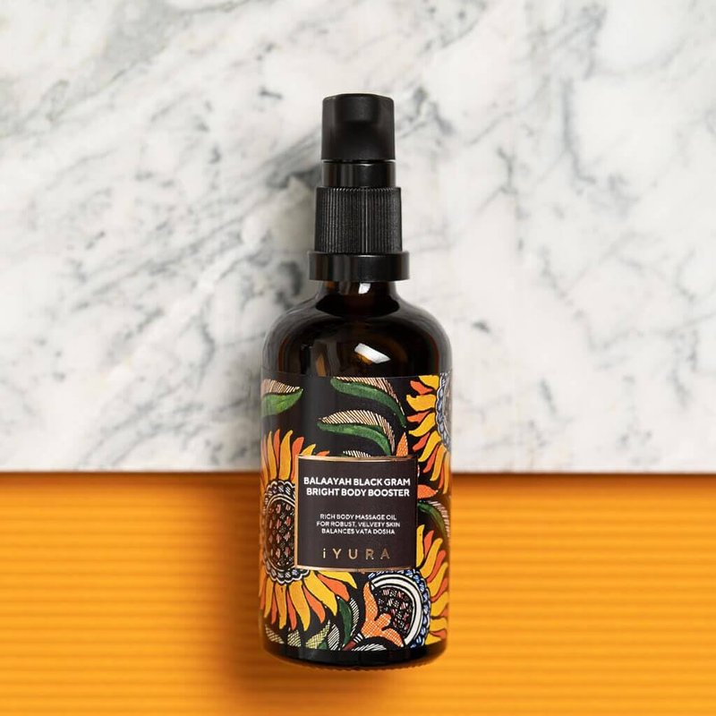 iYURA Balaayah Black Gram Bright Body Booster | Body Oil for Crepey, Mature Skin | Firms the look of Sagging Skin on the Arms & Legs | Long-Lasting Intense Moisturization | 3.38 fl oz (100 ml)