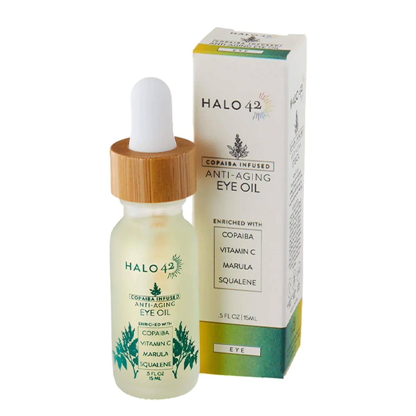 Halo 42 Anti-Aging Copaiba Eye Oil - Reduces Wrinkles, Puffiness & Dark Circles, Natural Ingredients, Hydrating & Firming Formula - 15ml