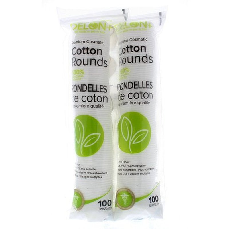 DELON Premium Cosmetic Cotton Rounds, 200 Count